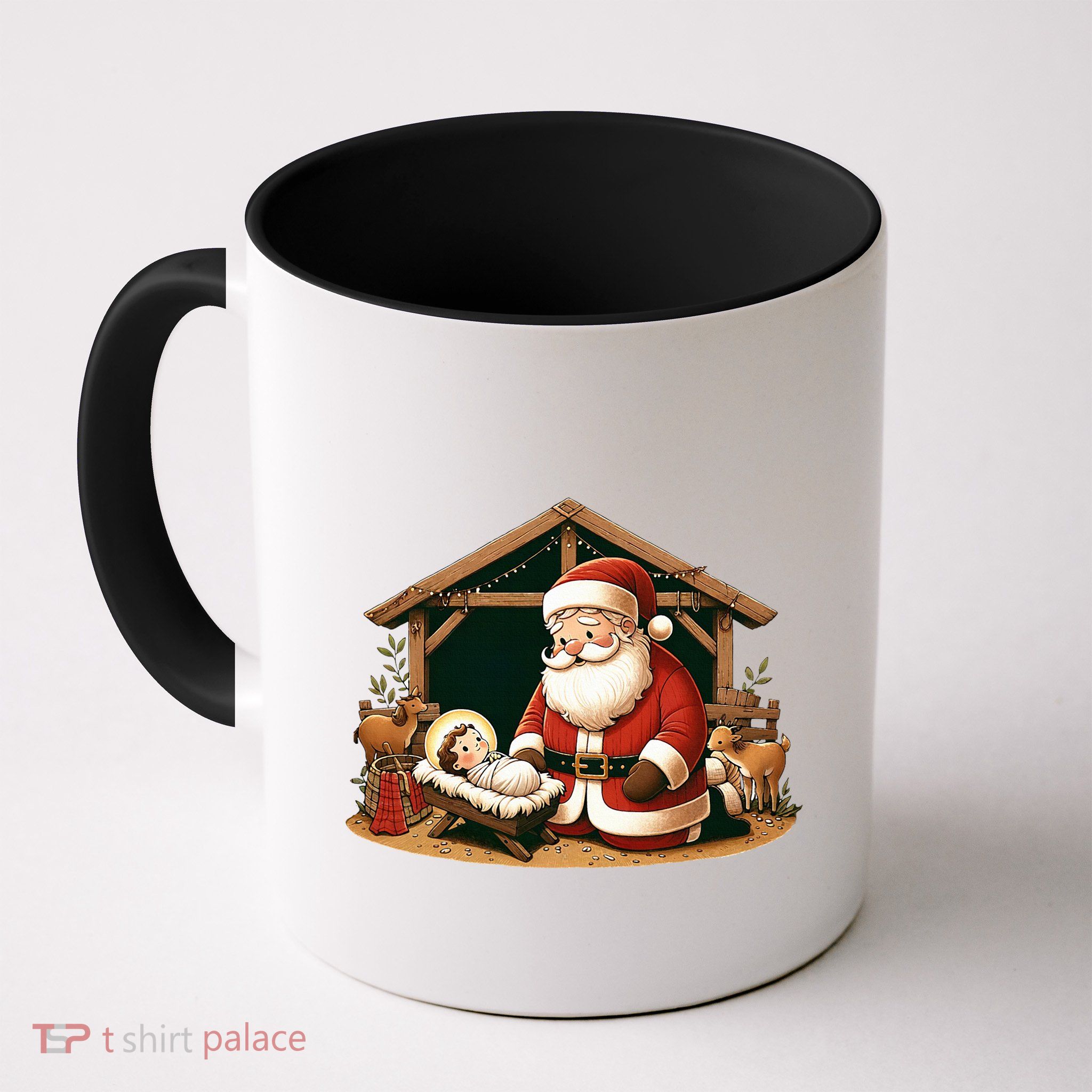 Christmas Design Kneeling Santa Claus With Baby Jesus  Mug