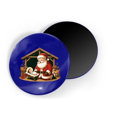 Christmas Design Kneeling Santa Claus With Baby Jesus  Magnet