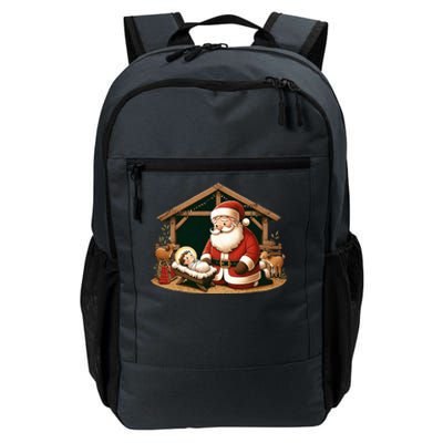 Christmas Design Kneeling Santa Claus With Baby Jesus  Daily Commute Backpack