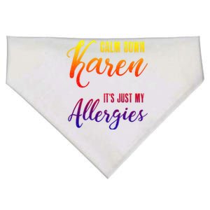 Calm Down Karen It's Just My Allergies Sarcasm Funny Meme Gift USA-Made Doggie Bandana