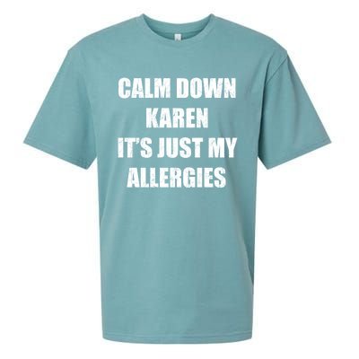 Calm Down Karen It's Just My Allergies Sarcasm Funny Meme Funny Gift Sueded Cloud Jersey T-Shirt