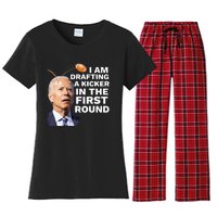 Confused Drafting Kicker Funny Fantasy Football Draft Party Women's Flannel Pajama Set