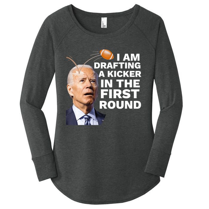 Confused Drafting Kicker Funny Fantasy Football Draft Party Women's Perfect Tri Tunic Long Sleeve Shirt