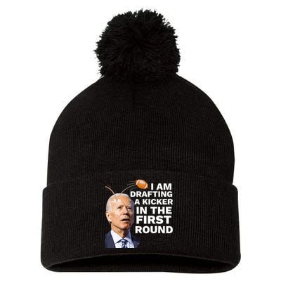 Confused Drafting Kicker Funny Fantasy Football Draft Party Pom Pom 12in Knit Beanie