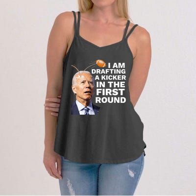 Confused Drafting Kicker Funny Fantasy Football Draft Party Women's Strappy Tank