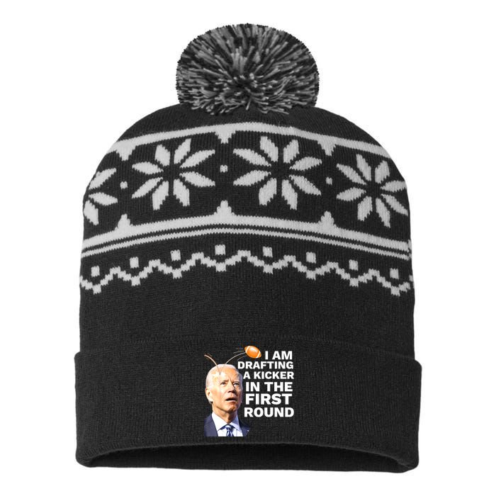 Confused Drafting Kicker Funny Fantasy Football Draft Party USA-Made Snowflake Beanie