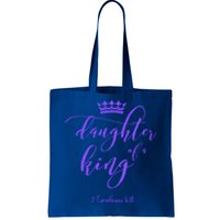 Christian Daughter King God Crown Bible Verse Purple Gift Tote Bag