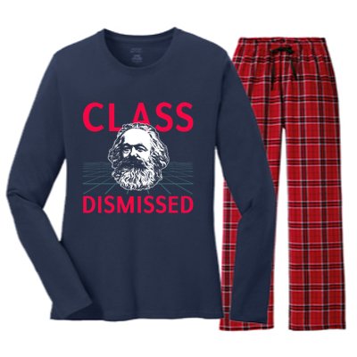 Class Dismissed Karl Marx Funny Socialism Communism Pun Women's Long Sleeve Flannel Pajama Set 