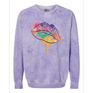 Colorful Drip Lips Colorblast Crewneck Sweatshirt