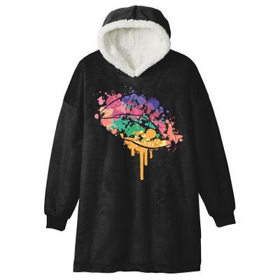 Colorful Drip Lips Hooded Wearable Blanket