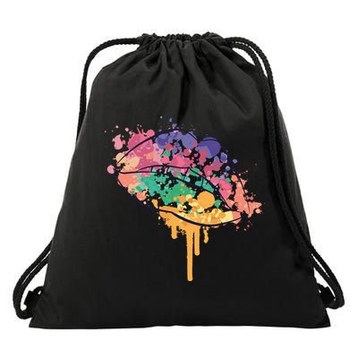 Colorful Drip Lips Drawstring Bag