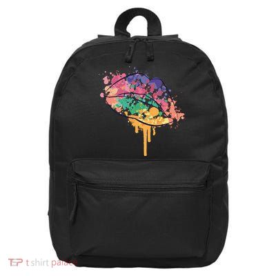 Colorful Drip Lips 16 in Basic Backpack