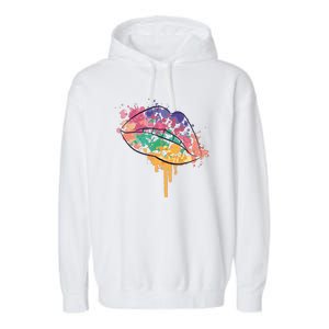 Colorful Drip Lips Garment-Dyed Fleece Hoodie