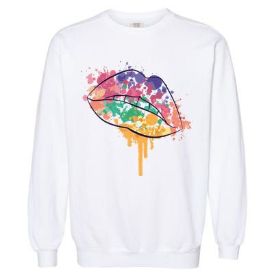 Colorful Drip Lips Garment-Dyed Sweatshirt