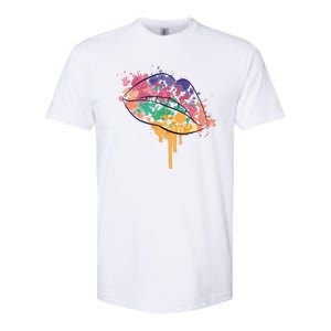 Colorful Drip Lips Softstyle CVC T-Shirt