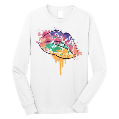 Colorful Drip Lips Long Sleeve Shirt