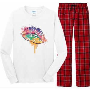 Colorful Drip Lips Long Sleeve Pajama Set