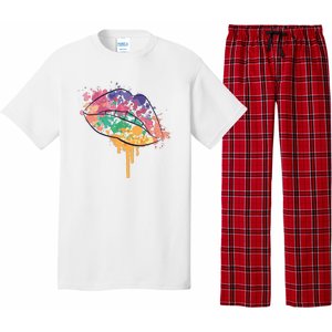 Colorful Drip Lips Pajama Set