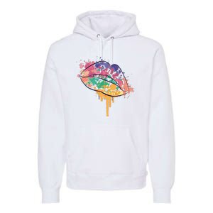 Colorful Drip Lips Premium Hoodie