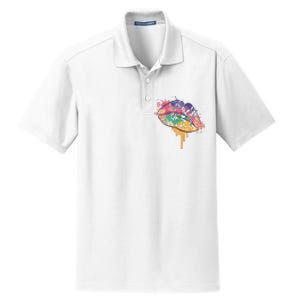 Colorful Drip Lips Dry Zone Grid Polo