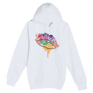 Colorful Drip Lips Premium Pullover Hoodie