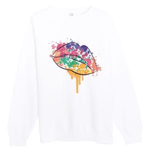 Colorful Drip Lips Premium Crewneck Sweatshirt