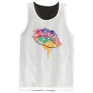 Colorful Drip Lips Mesh Reversible Basketball Jersey Tank