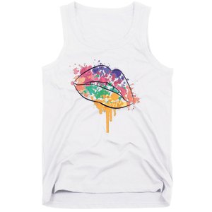 Colorful Drip Lips Tank Top