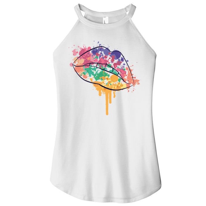 Colorful Drip Lips Women's Perfect Tri Rocker Tank