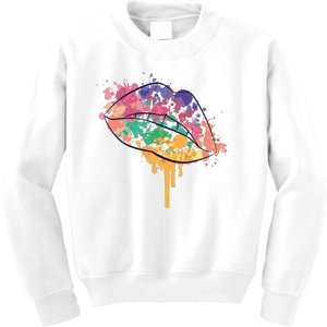 Colorful Drip Lips Kids Sweatshirt