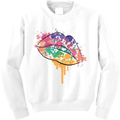 Colorful Drip Lips Kids Sweatshirt