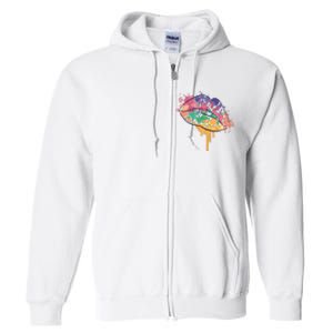 Colorful Drip Lips Full Zip Hoodie