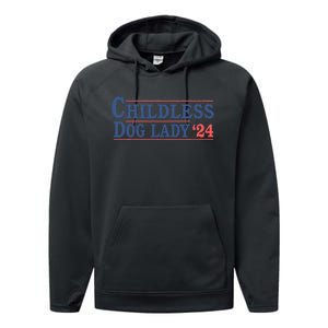 Childless Dog Lady Ladies Voting Election 2024 Usa Kamala Harris 20224 Performance Fleece Hoodie