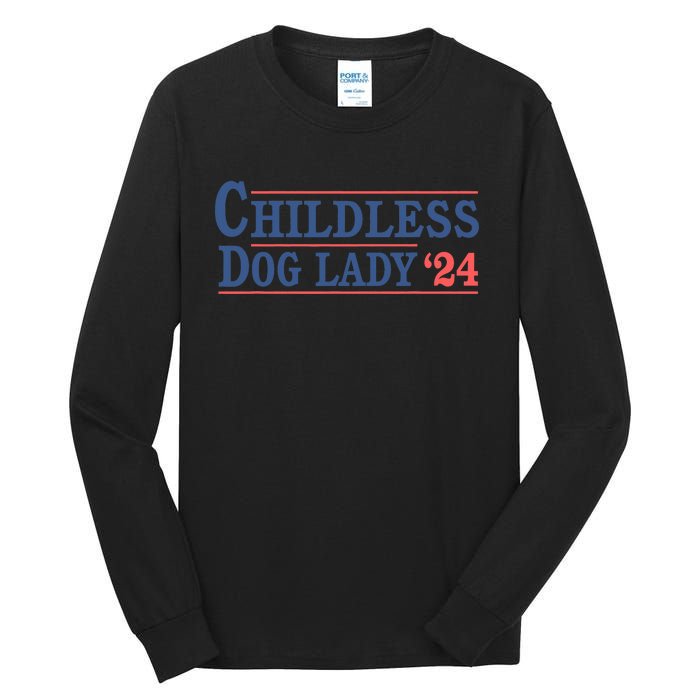 Childless Dog Lady Ladies Voting Election 2024 Usa Kamala Harris 20224 Tall Long Sleeve T-Shirt