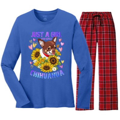 Chihuahua Dog Lover Funny Cute Puppy Cute Gift Women's Long Sleeve Flannel Pajama Set 