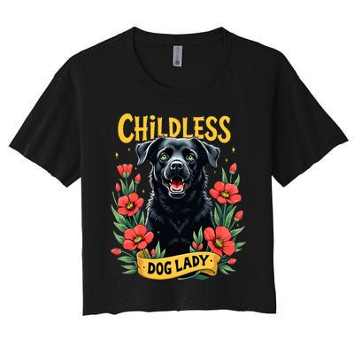 Childless Dog Lady Labrador Dog Election 2024 Funny Women's Crop Top Tee