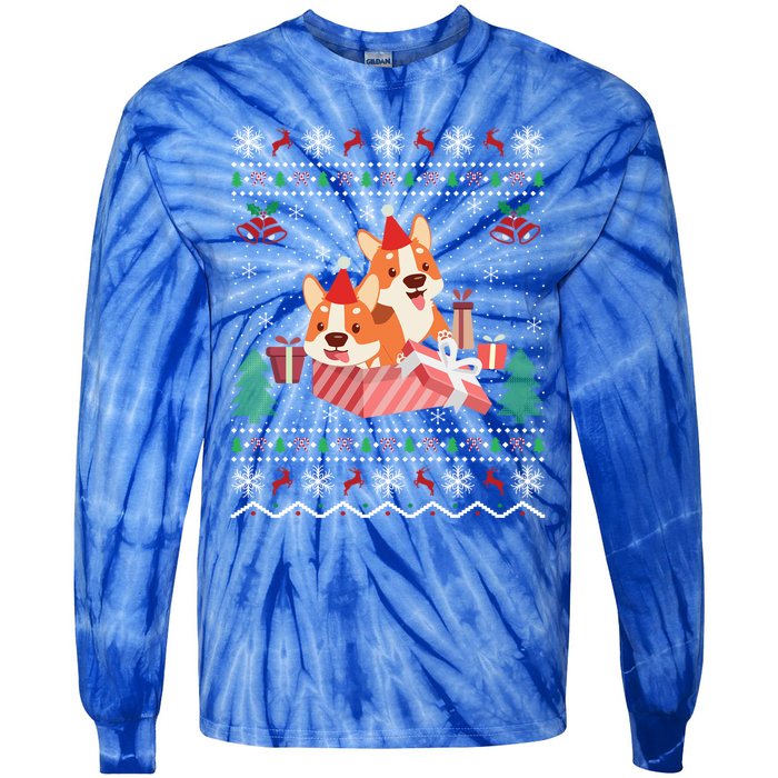 Corgi Dog Lover Xmas Gift Ugly Corgi Christmas Gift Tie-Dye Long Sleeve Shirt