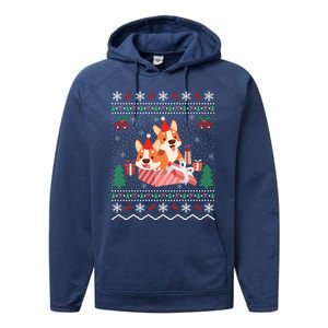 Corgi Dog Lover Xmas Gift Ugly Corgi Christmas Gift Performance Fleece Hoodie