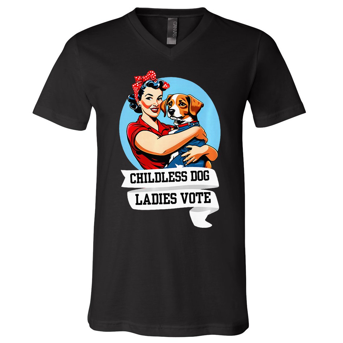 Childless Dog Ladies Vote Kamala Liberal Feminist Dog Lady V-Neck T-Shirt