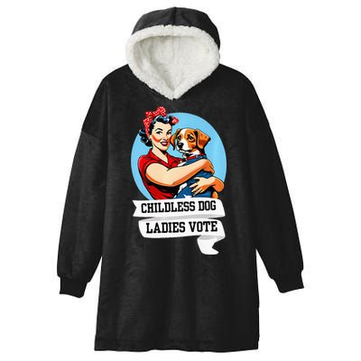 Childless Dog Ladies Vote Kamala Liberal Feminist Dog Lady Hooded Wearable Blanket