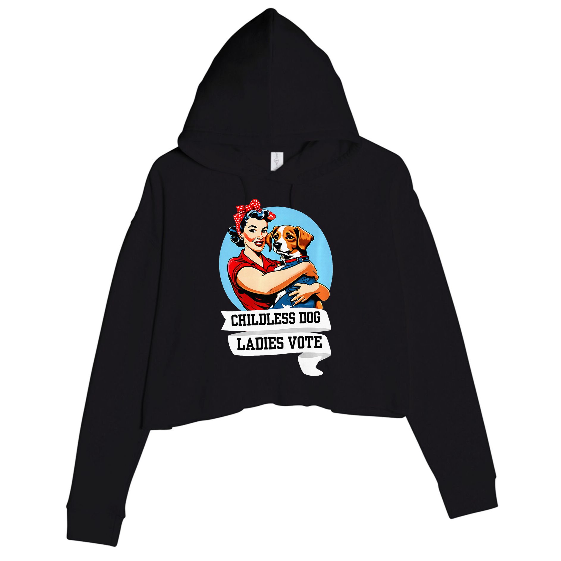 Childless Dog Ladies Vote Kamala Liberal Feminist Dog Lady Crop Fleece Hoodie