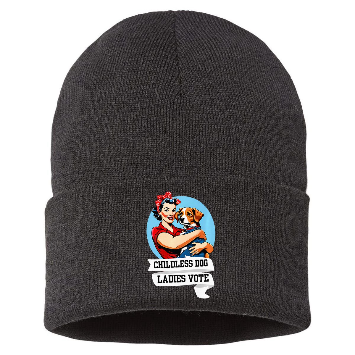 Childless Dog Ladies Vote Kamala Liberal Feminist Dog Lady Sustainable Knit Beanie