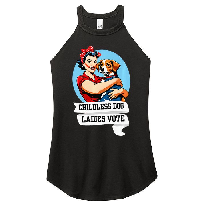 Childless Dog Ladies Vote Kamala Liberal Feminist Dog Lady Women's Perfect Tri Rocker Tank