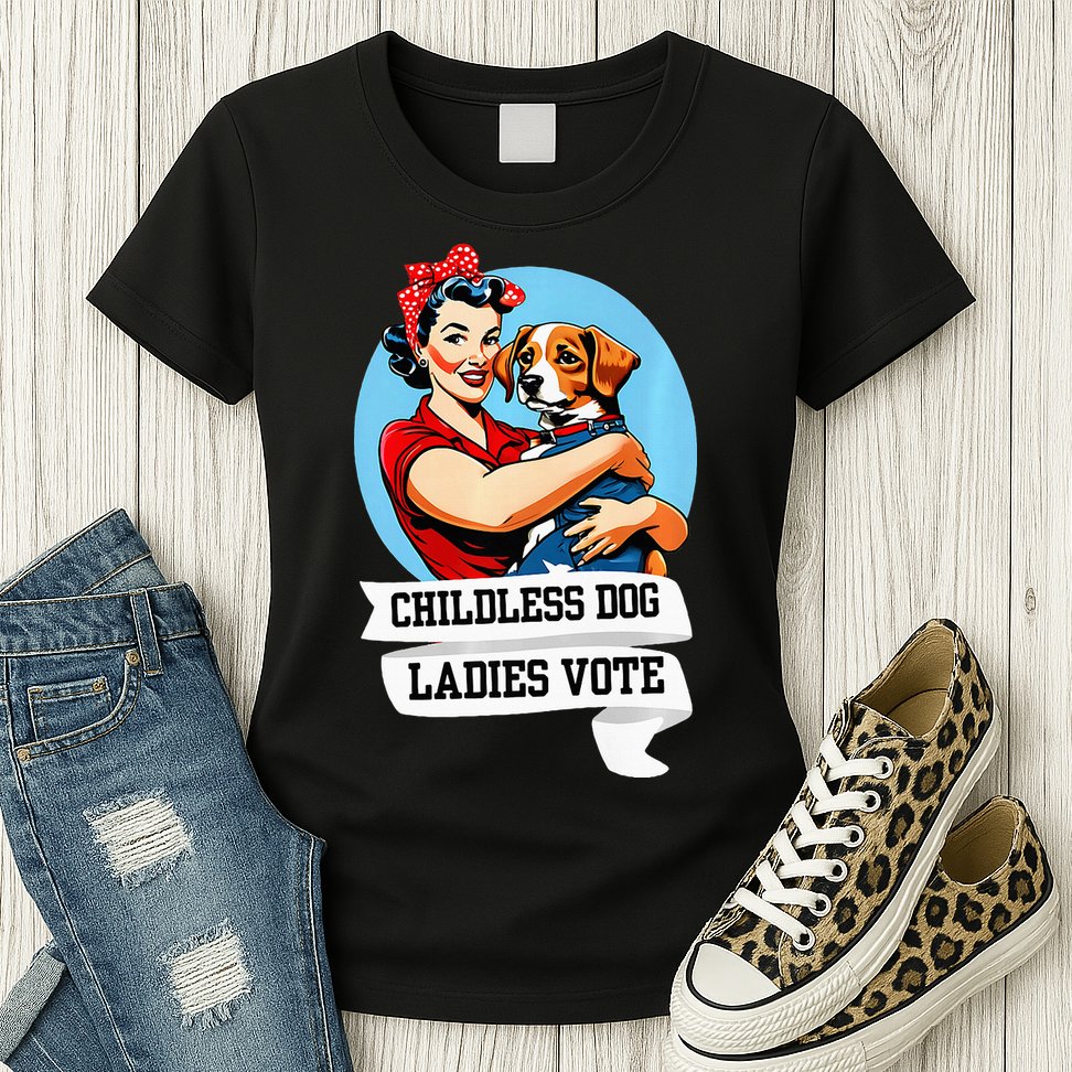 Childless Dog Ladies Vote Kamala Liberal Feminist Dog Lady Womens T-Shirt