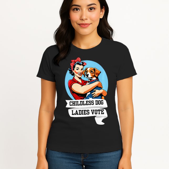 Childless Dog Ladies Vote Kamala Liberal Feminist Dog Lady Womens T-Shirt