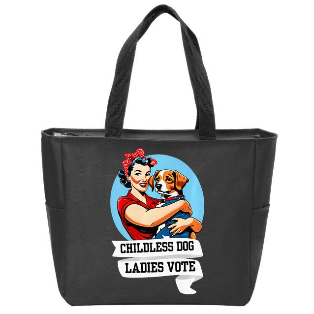 Childless Dog Ladies Vote Kamala Liberal Feminist Dog Lady Zip Tote Bag