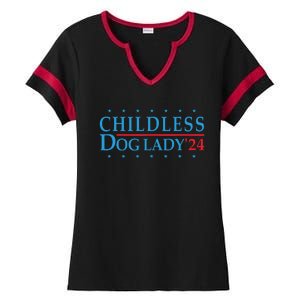 Childless Dog Lady Election Vote 2024 Patriotic Ladies Halftime Notch Neck Tee