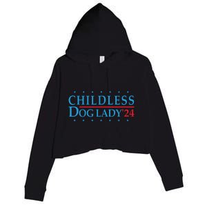 Childless Dog Lady Election Vote 2024 Patriotic Crop Fleece Hoodie