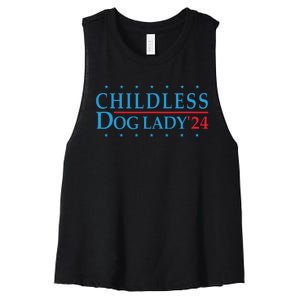 Childless Dog Lady Election Vote 2024 Patriotic Women's Racerback Cropped Tank