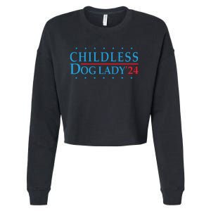 Childless Dog Lady Election Vote 2024 Patriotic Cropped Pullover Crew